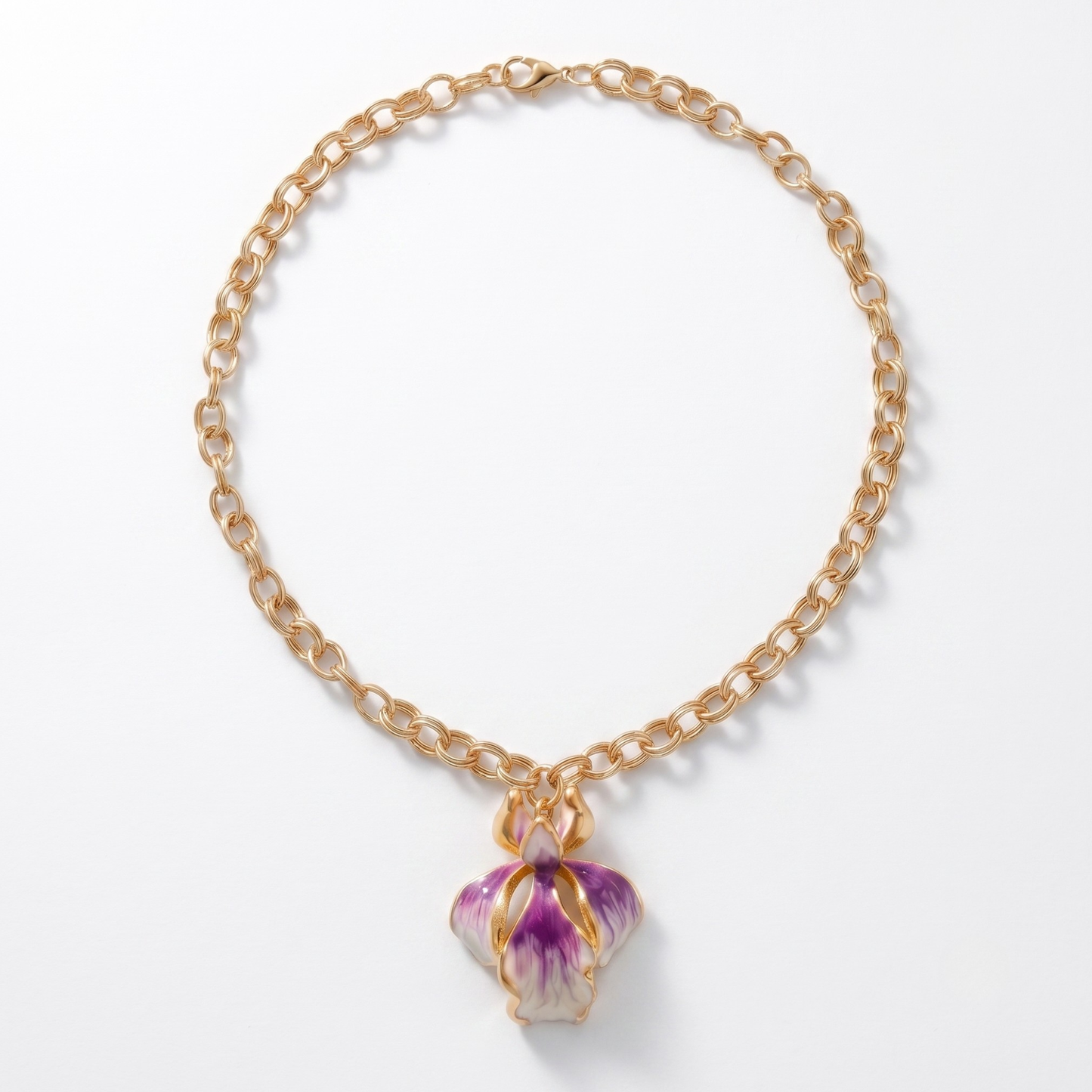 Iris Pendant Necklace - Violet & White
