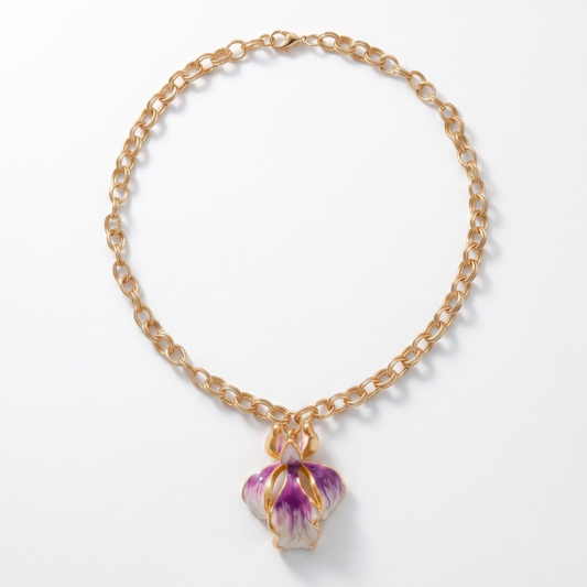 Iris Pendant Necklace - Violet & White
