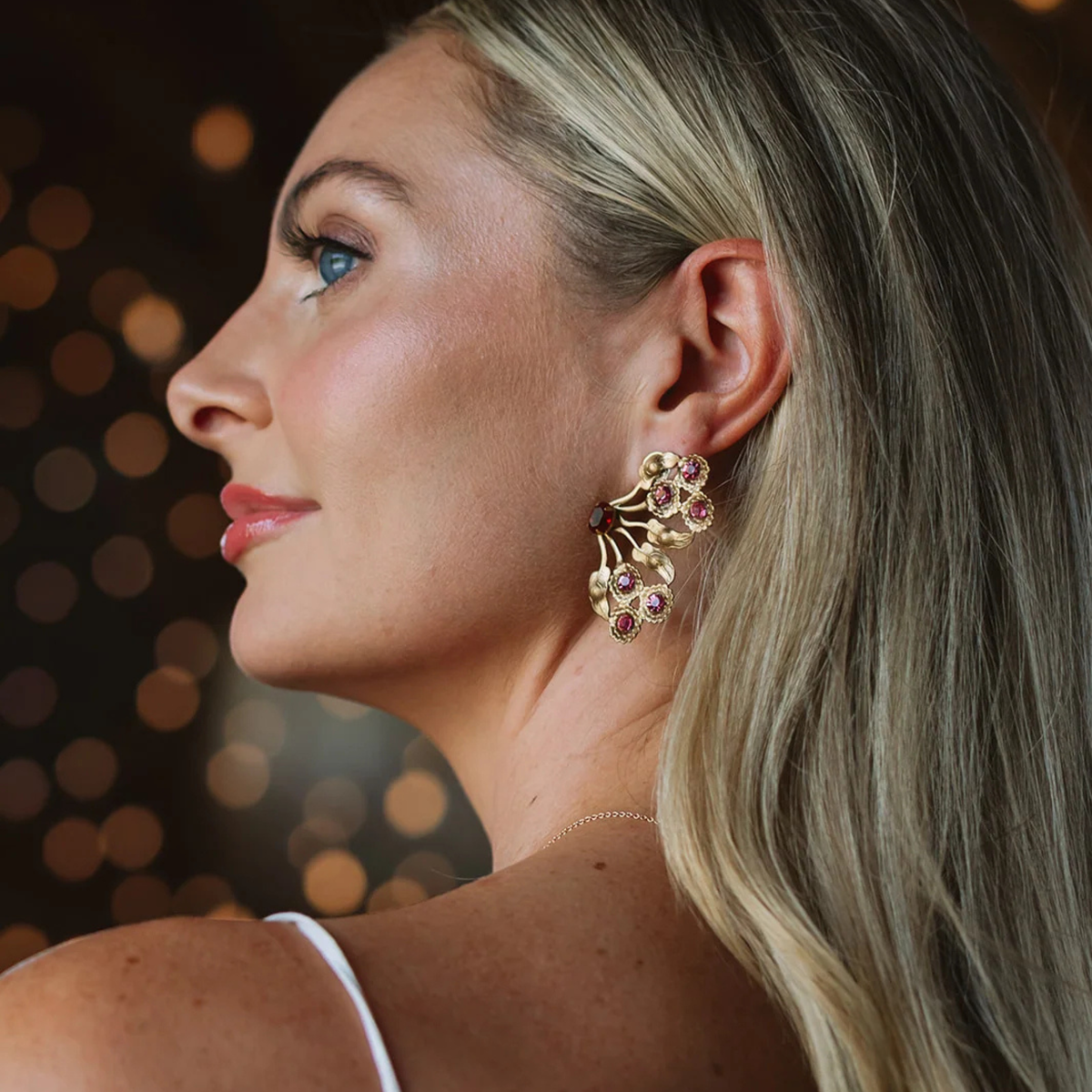 Madame Butterfly Floral Earrings - Fuchsia