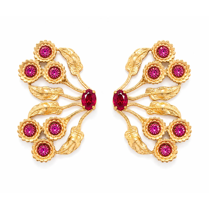 Madame Butterfly Floral Earrings - Fuchsia