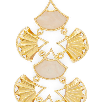 Pankha Chandelier Earrings - Gold & Mother of Pearl Resin