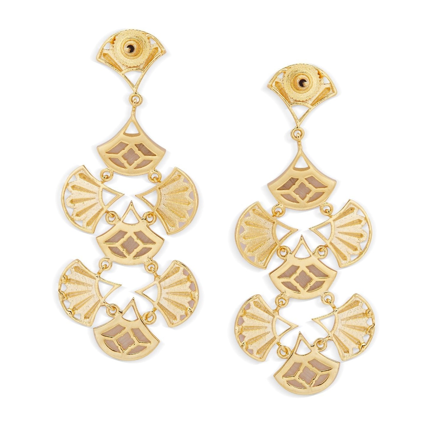 Pankha Chandelier Earrings - Gold & Mother of Pearl Resin