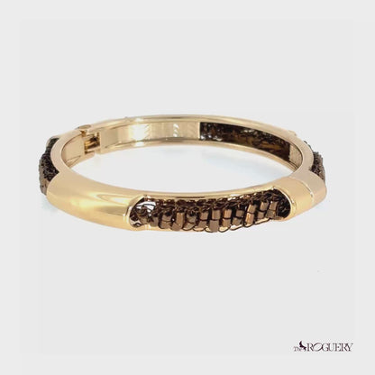 Sepia Beaded Gold Bangle Bracelet