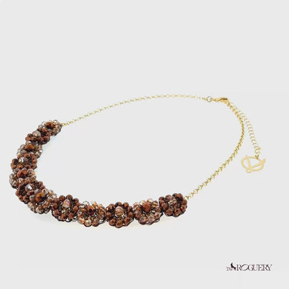 Chloe Sepia Beaded Floral Necklace