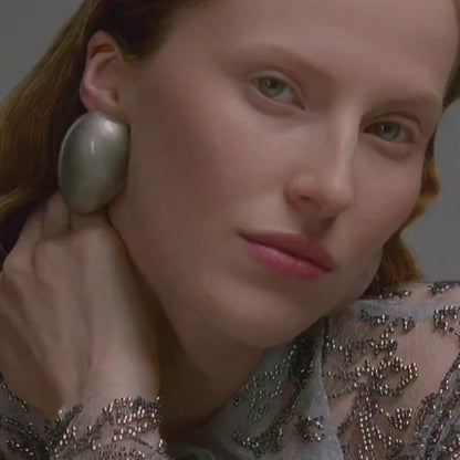 Juno Oversized Bombe Stud Earrings - Platinum Glow