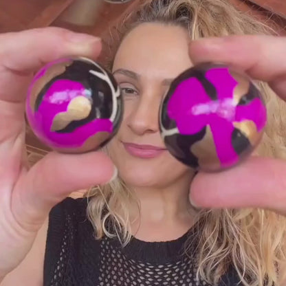 Gaia Floral Oversized Dome Stud Earrings - Fuchsia Nightfall