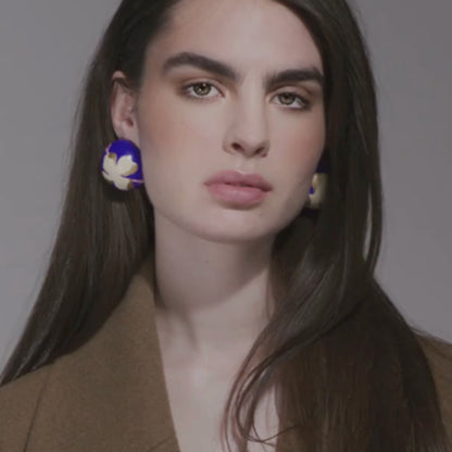 Gaia Floral Oversized Dome Stud Earrings - Ultramarine Lily