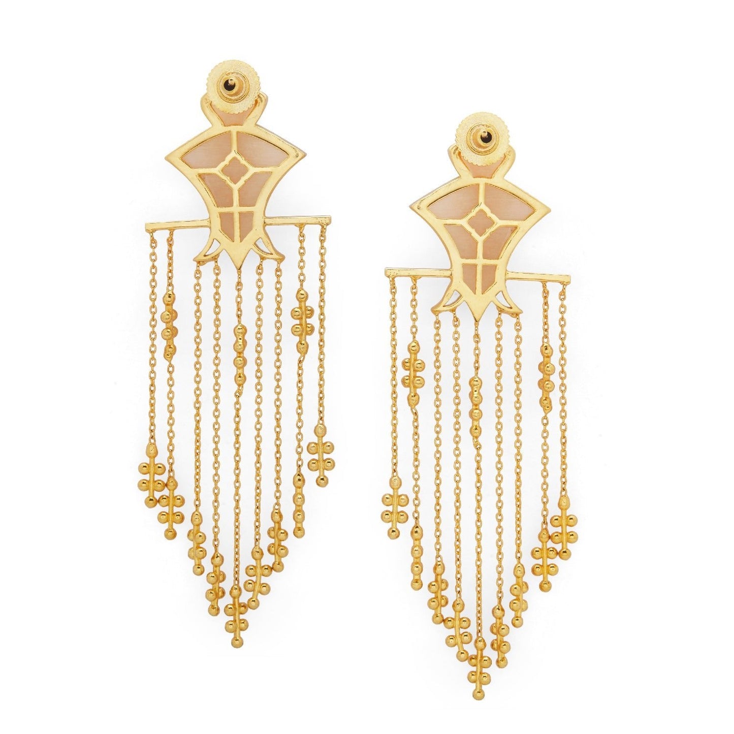 Serai Chandelier Earrings - Gold & Mother of Pearl Resin