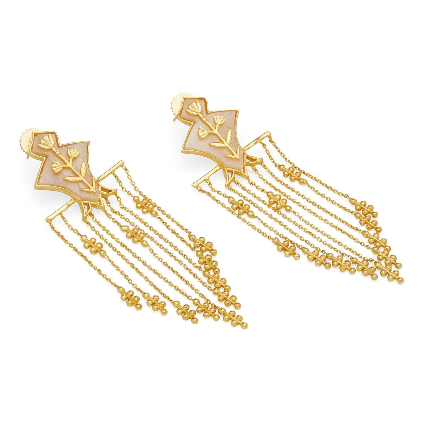 Serai Chandelier Earrings - Gold & Mother of Pearl Resin