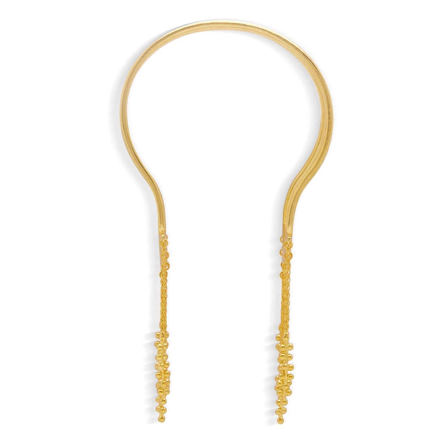 Silsila Gold Cuff Bracelet with Chain Fringe