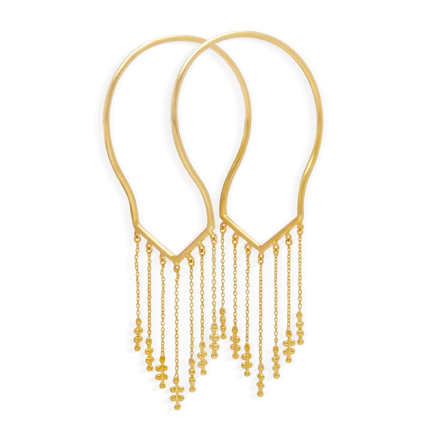 Silsila Gold Cuff Bracelet with Chain Fringe