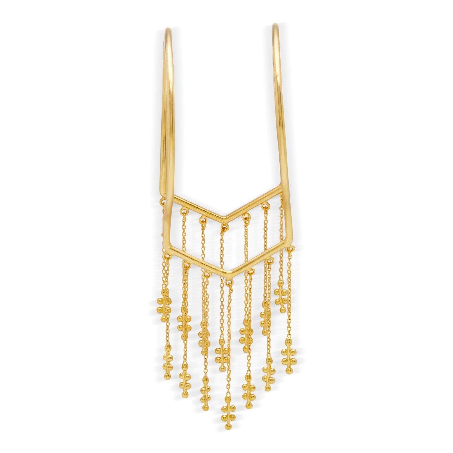 Silsila Gold Cuff Bracelet with Chain Fringe